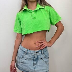 Abercrombie & Fitch Neon green super-cropped polo
